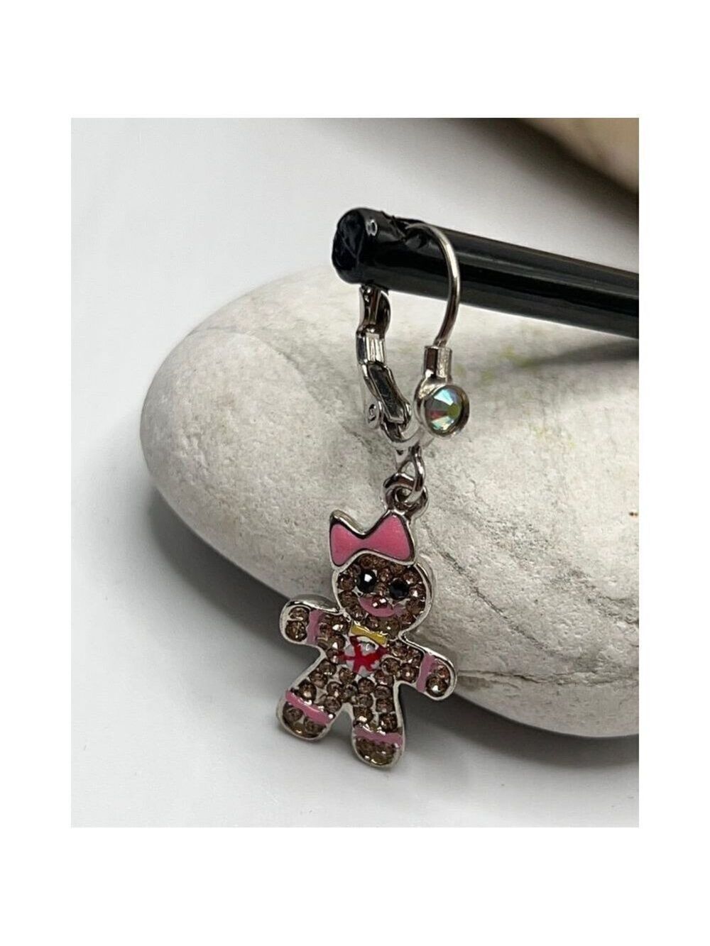 Kirks Folly Gingerbread Jingle Girls Lever Back Earrings Silver